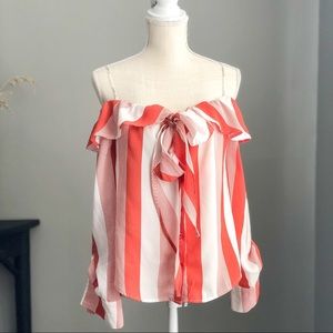 Off-the-shoulder blouse with tie front!